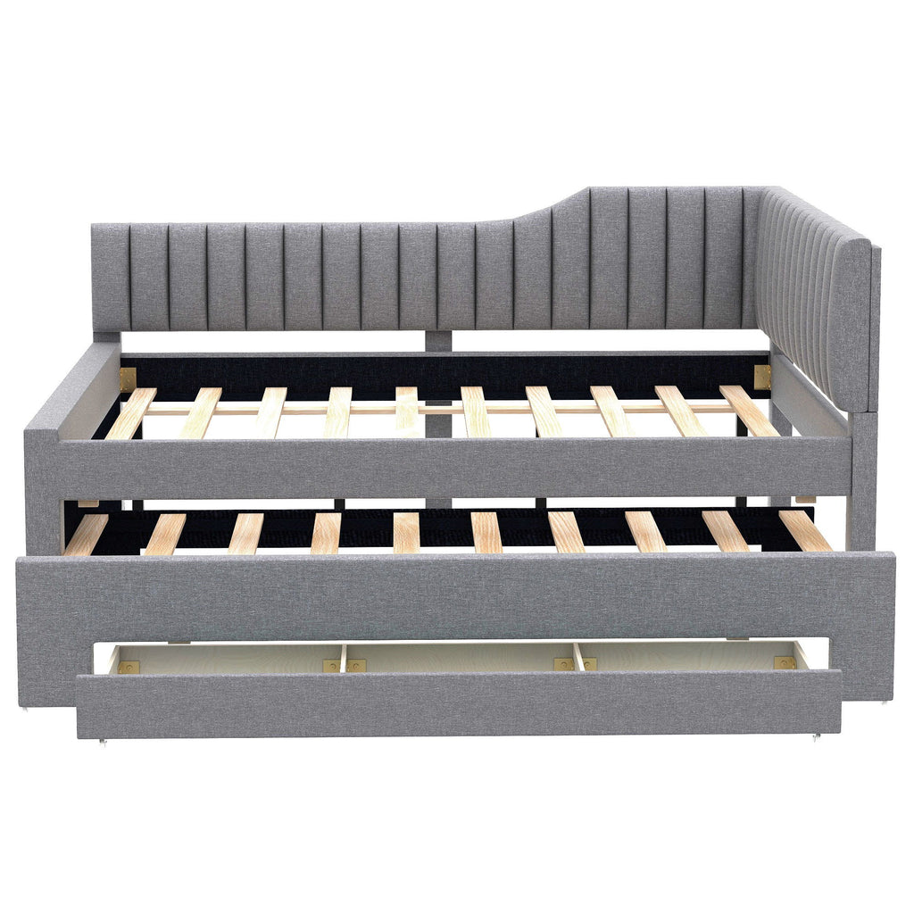 Upholstered Daybed With Trundle And 3 Drawers
