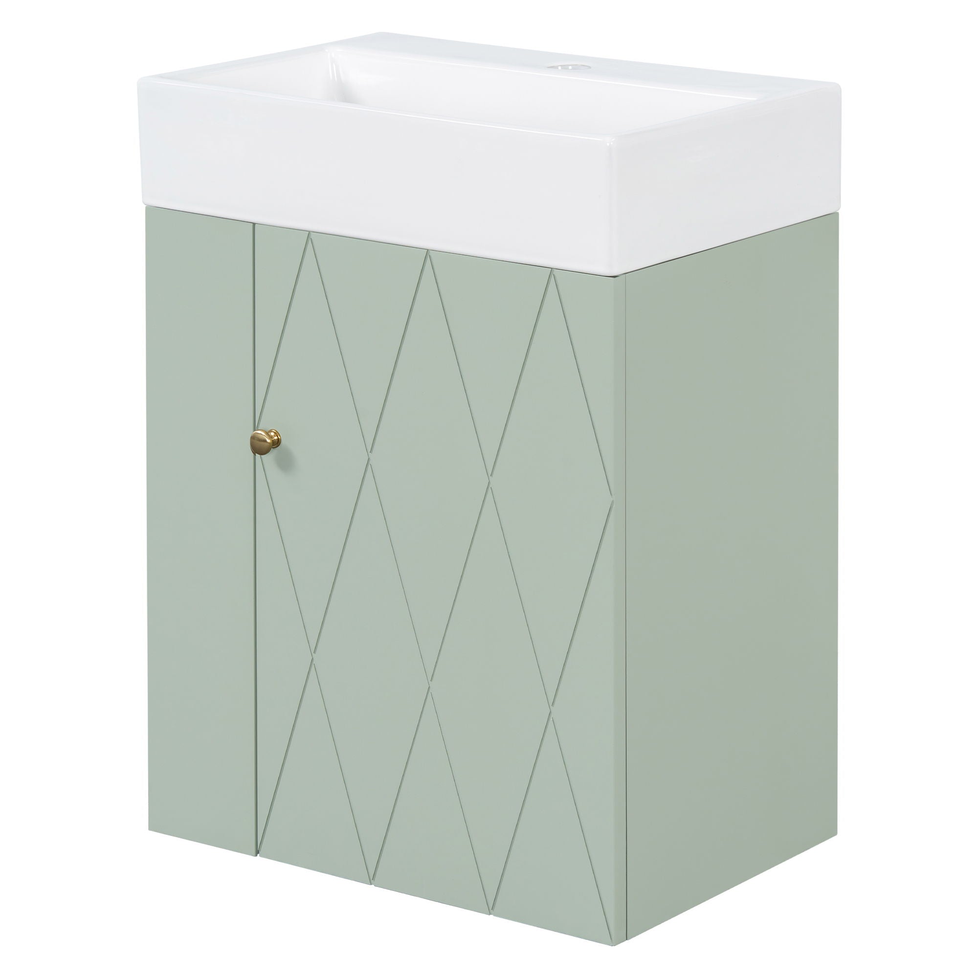 Modern Bathroom Vanity With Sink, Diamond Pattern Doors