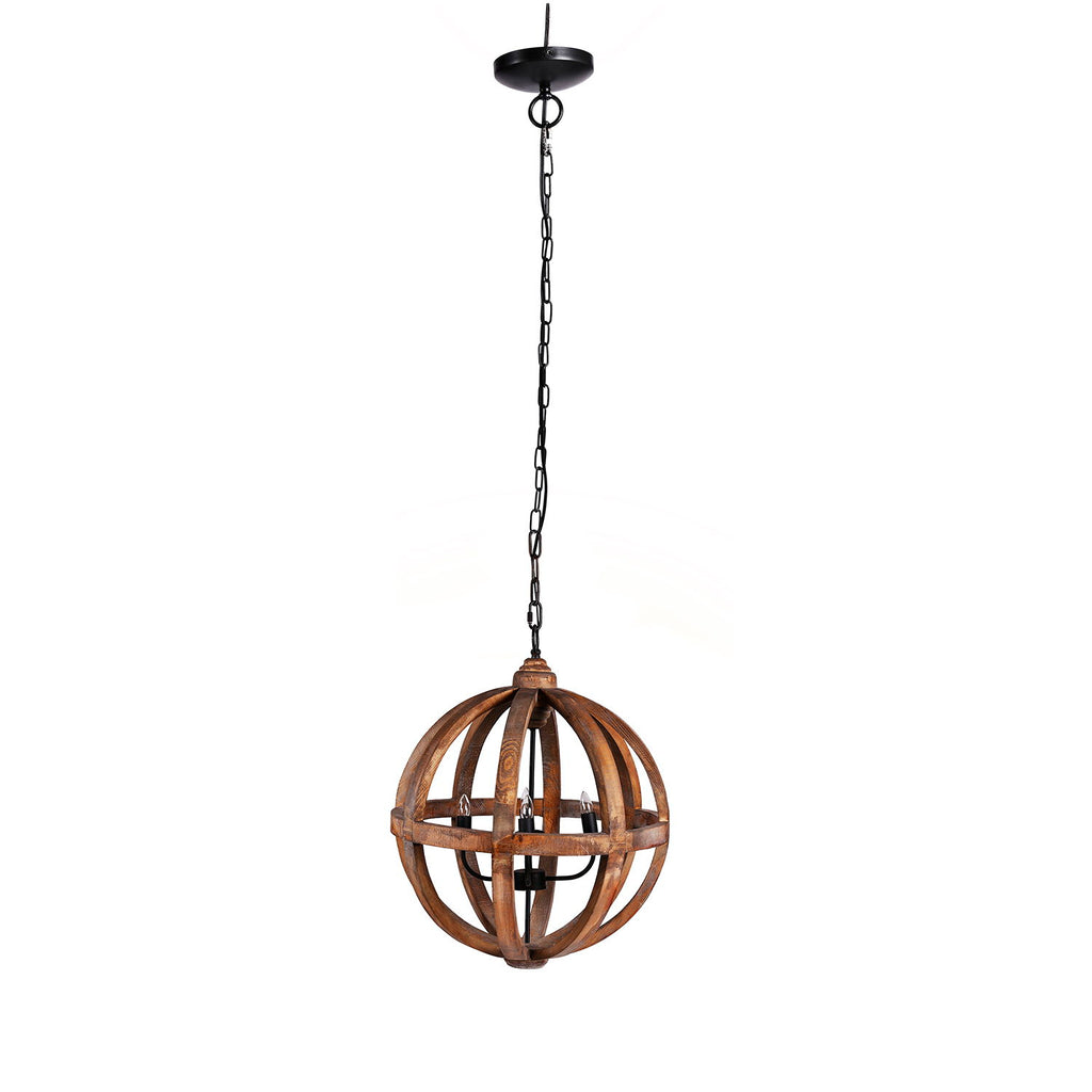 4 Light Wood Chandelier, Hanging Light Fixture With Adjustable Chain For Kitchen, Bulb Not Included - Brown
