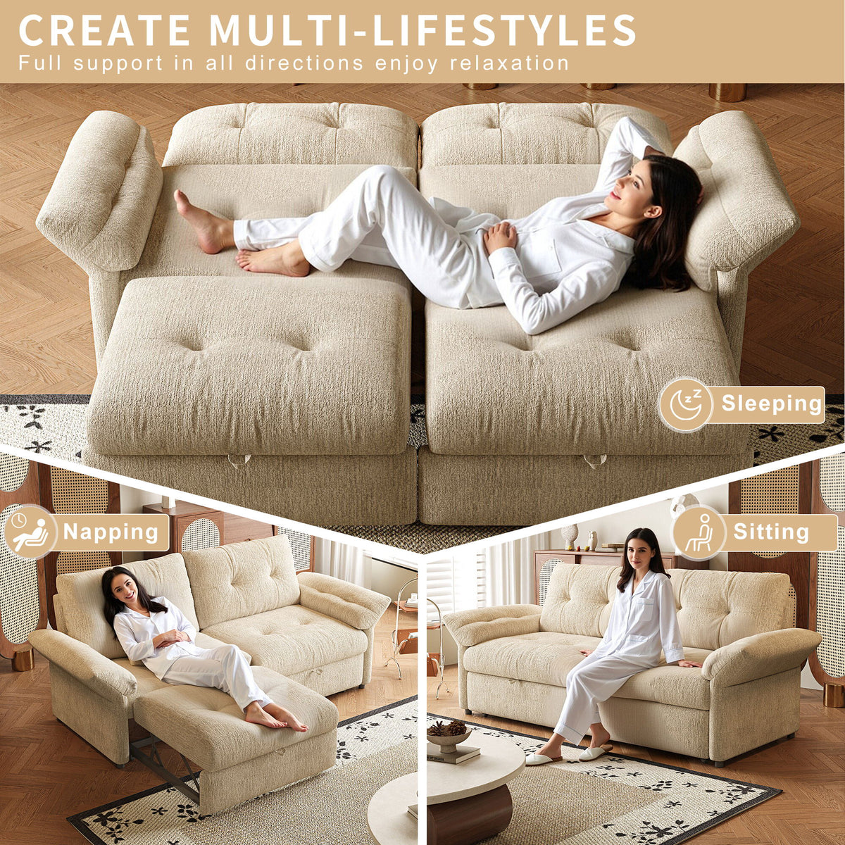 Sofa Bed, 2 In 1 Design For Living Rooms