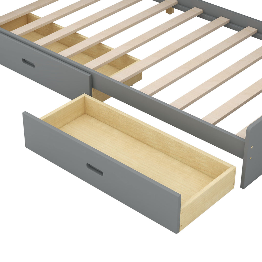 Platform Bed With Storage Headboard, Shelves And 2 Drawers