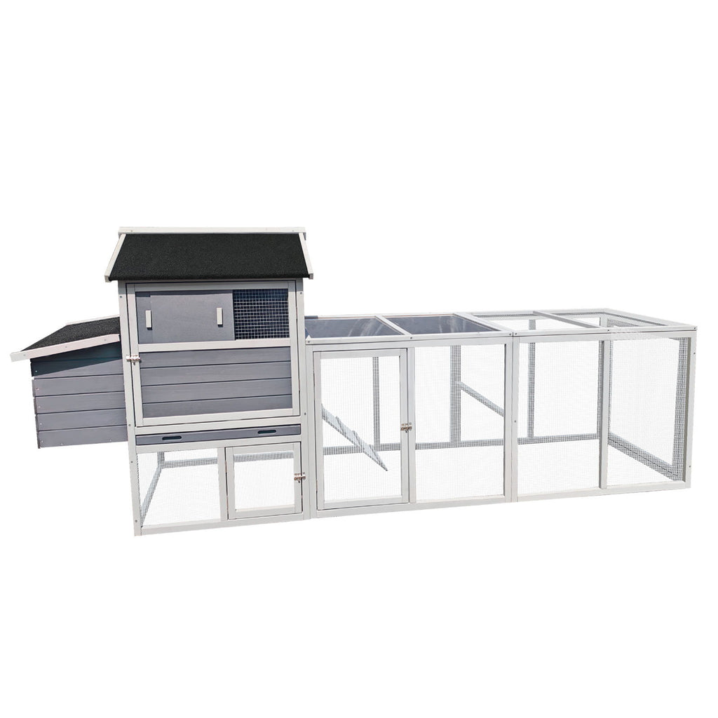Chicken Coop, Large Outdoor Hen House With Run And Nesting Box Poultry Cage