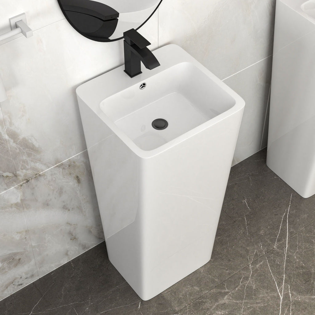 Pedestal Sink 16" For Powder Rooms - White
