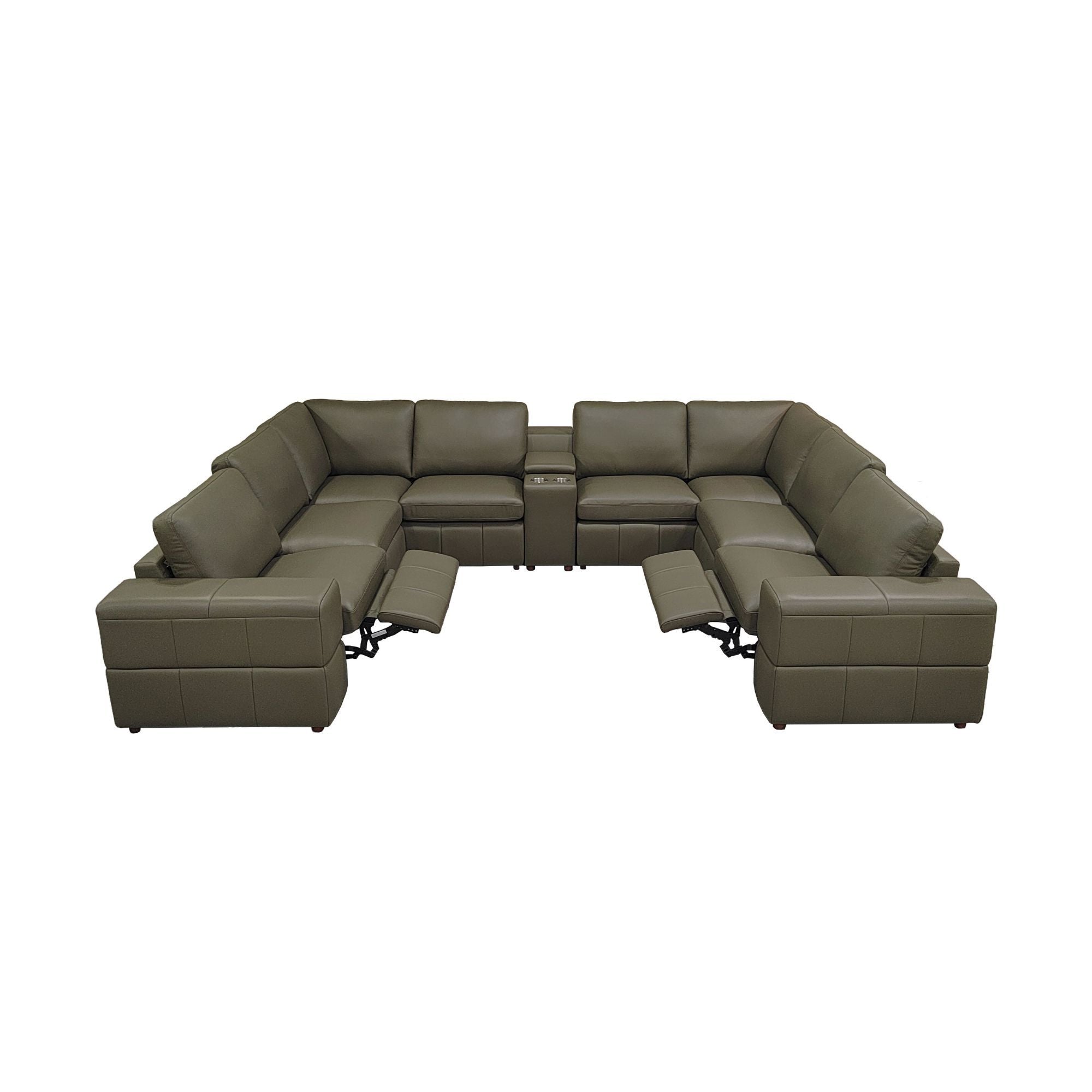 Upholstered Large Arms Sectional With Recliner Seats