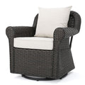 Amaya - Outdoor Swivel Rocker Chair With Water Resistant Cushions - Brown / Beige