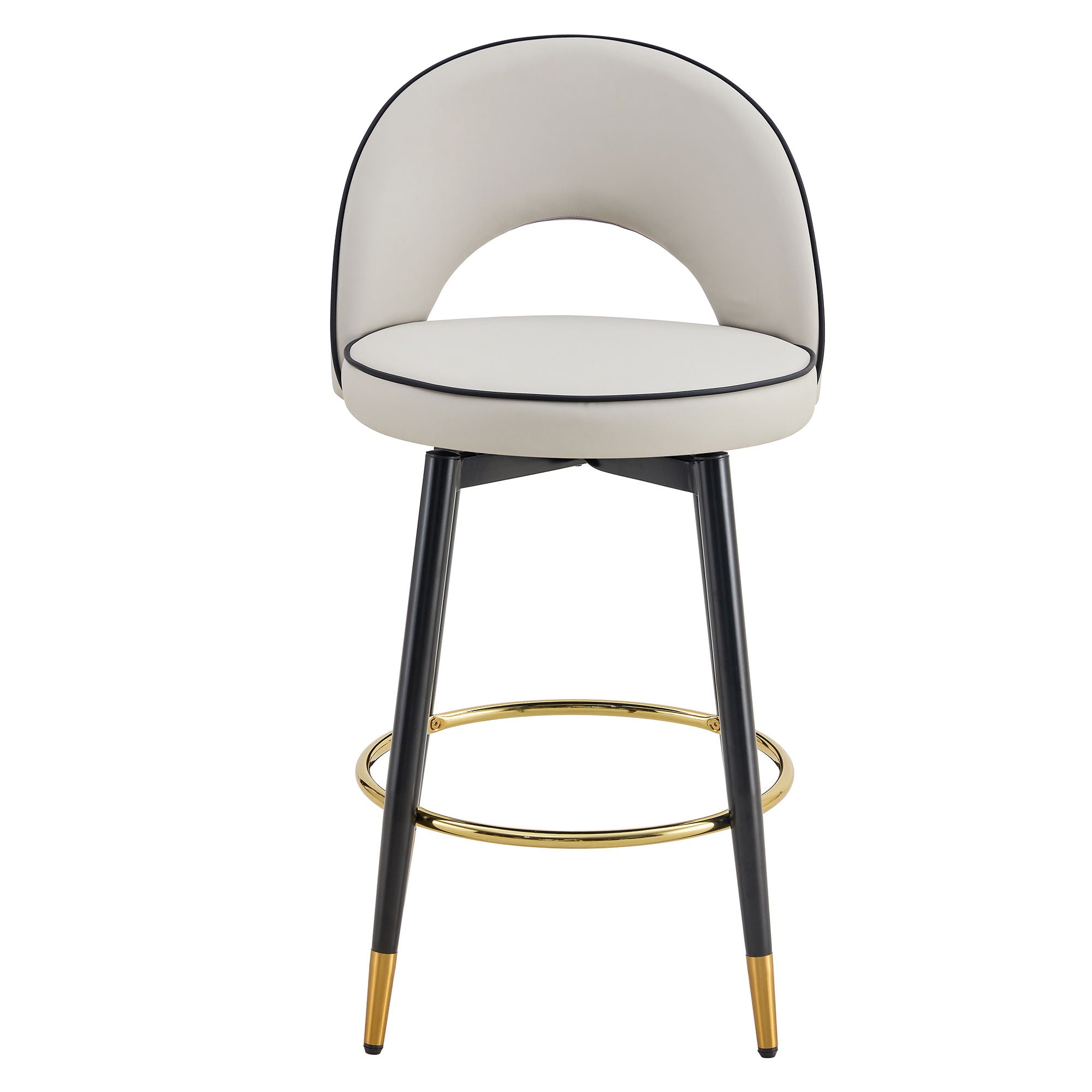 Modern Upholstered 360° Rotatable Bar Chair With Metal Legs For Dining Room (Set of 2)