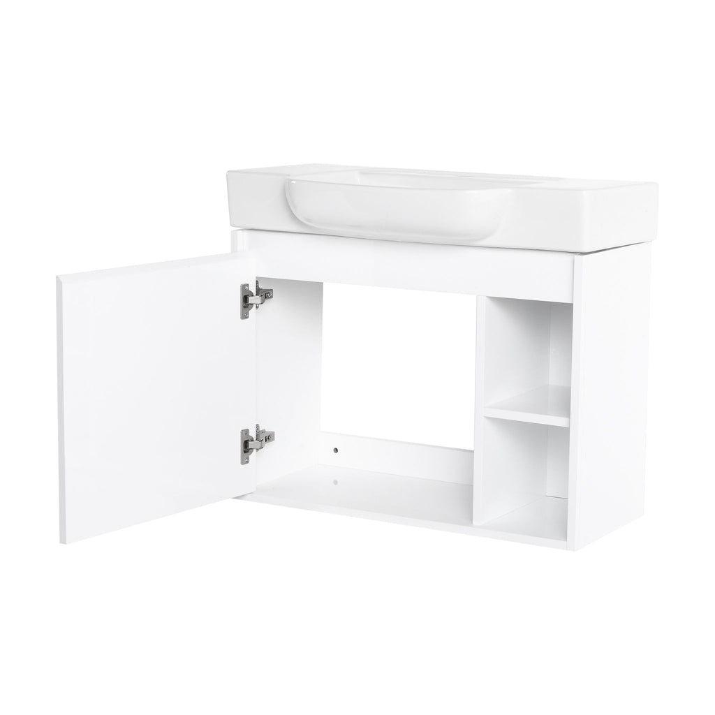 Wall Mounted Bathroom Vanity With Sink & Soft Close Door