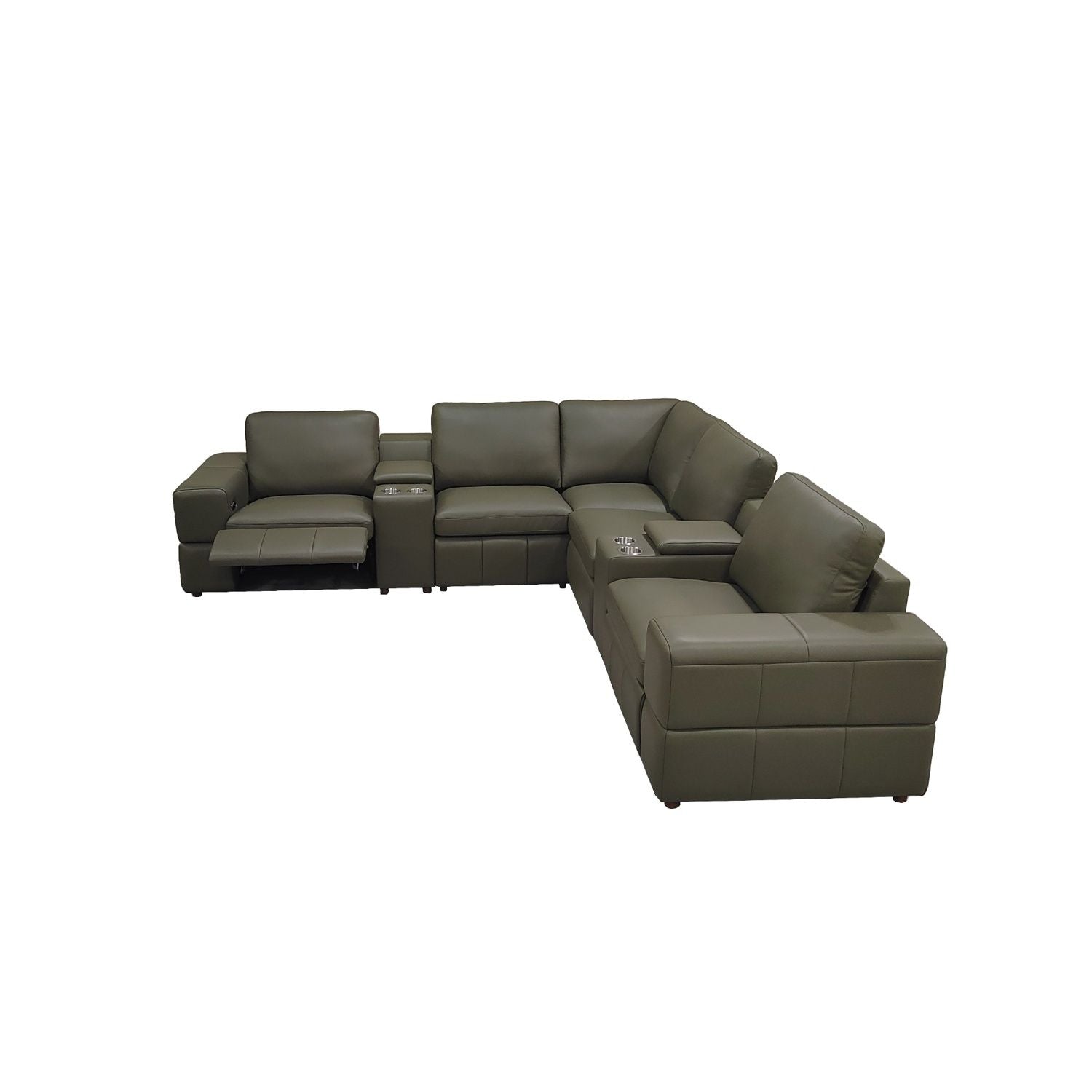 Upholstered Large Arms Sectional With Recliner Seats