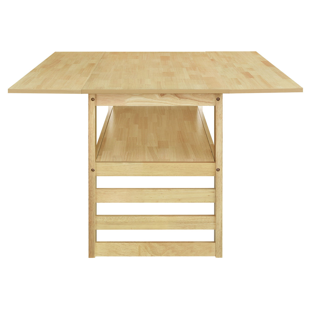 5 Piece Extendable Wood Square Dining Table Set With 2 Drop Leaves