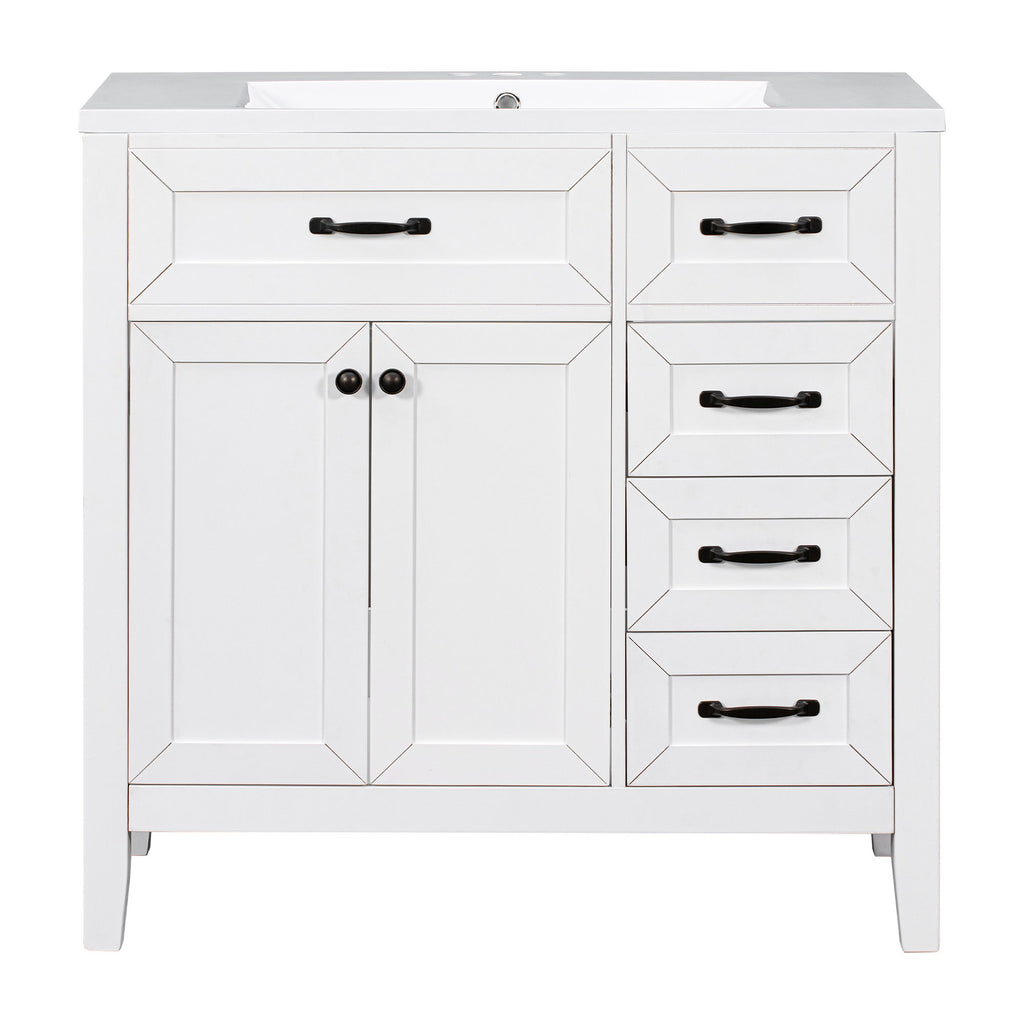 Modern Bathroom Vanity With Sink, Freestanding With Drawers And Doors