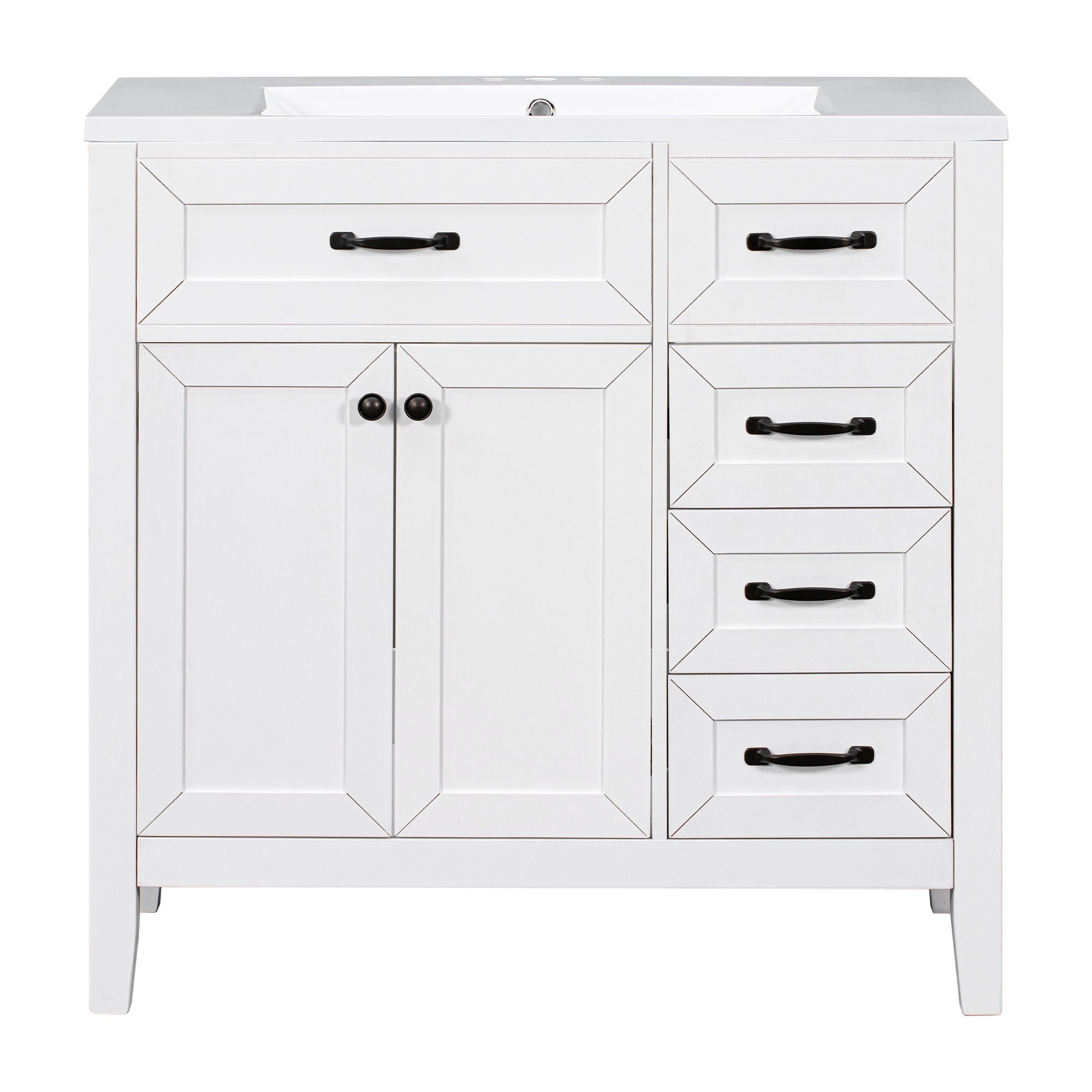 Modern Bathroom Vanity With Sink, Freestanding With Drawers And Doors