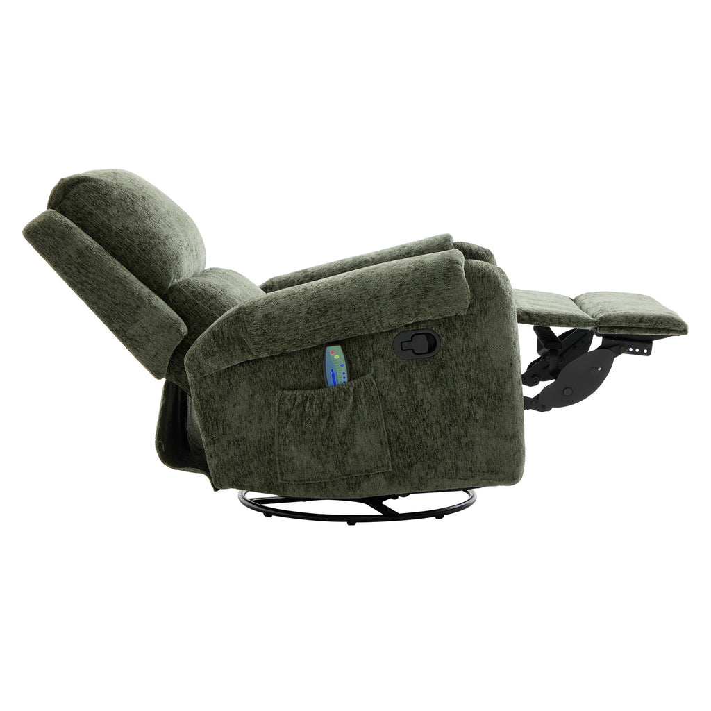 Manual Recliner Massage Chair With Swivel Rocker, 8 Massage Modes, Side Storage Pocket