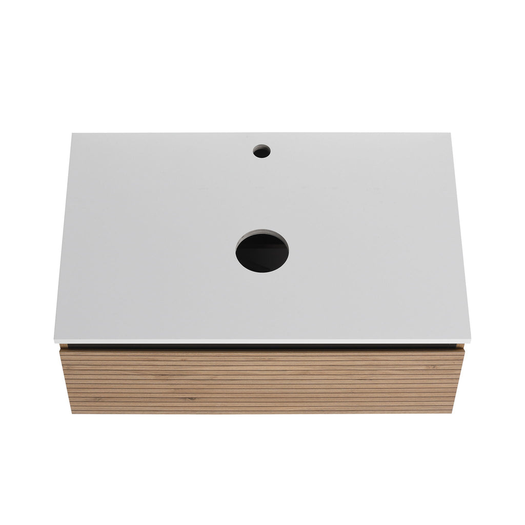 Wall Mounted Bathroom Vanity With Art Sink & 1 Soft Close Drawer