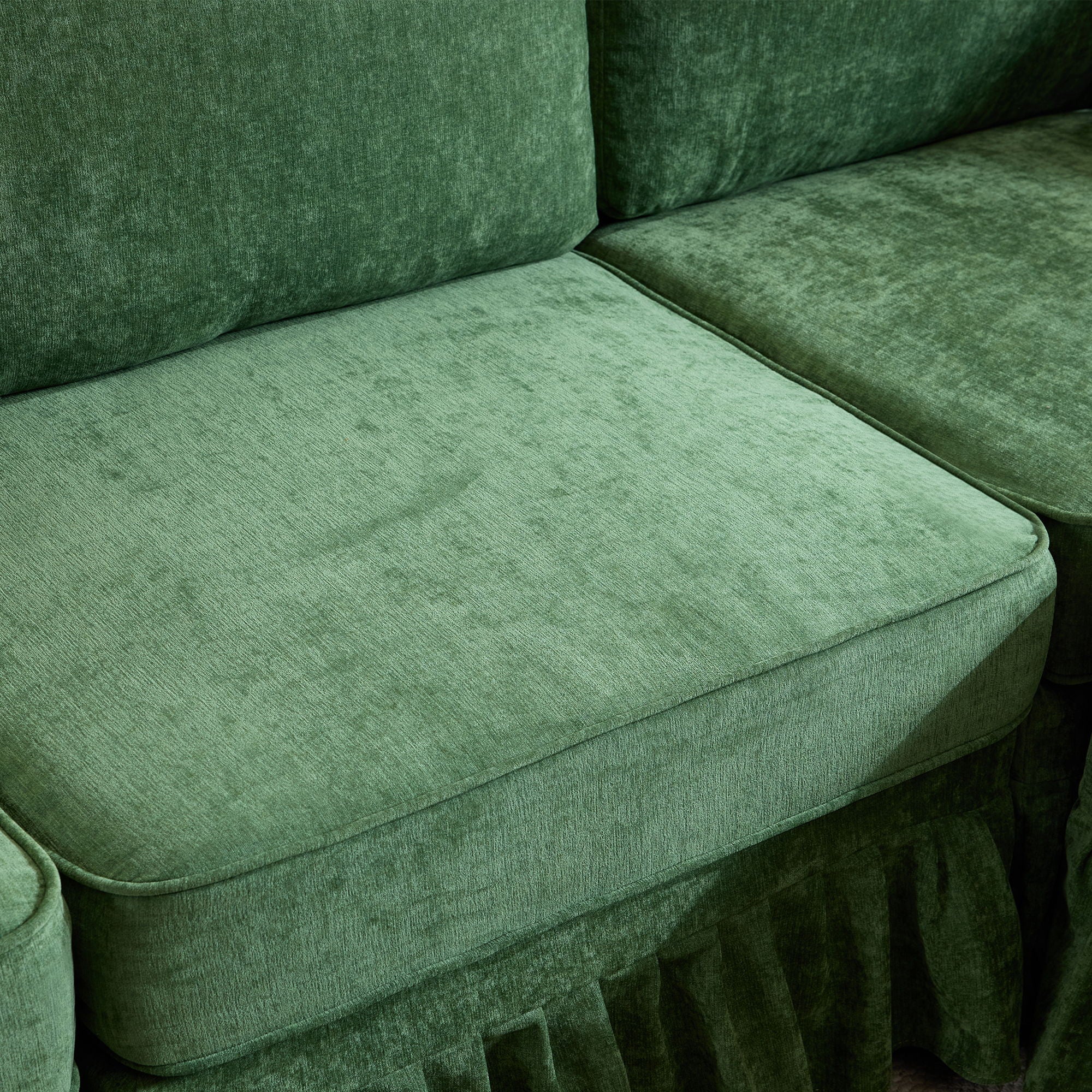 Cloud Sofa With Removable Ruffled Skirt With Ottoman And Flared Arms