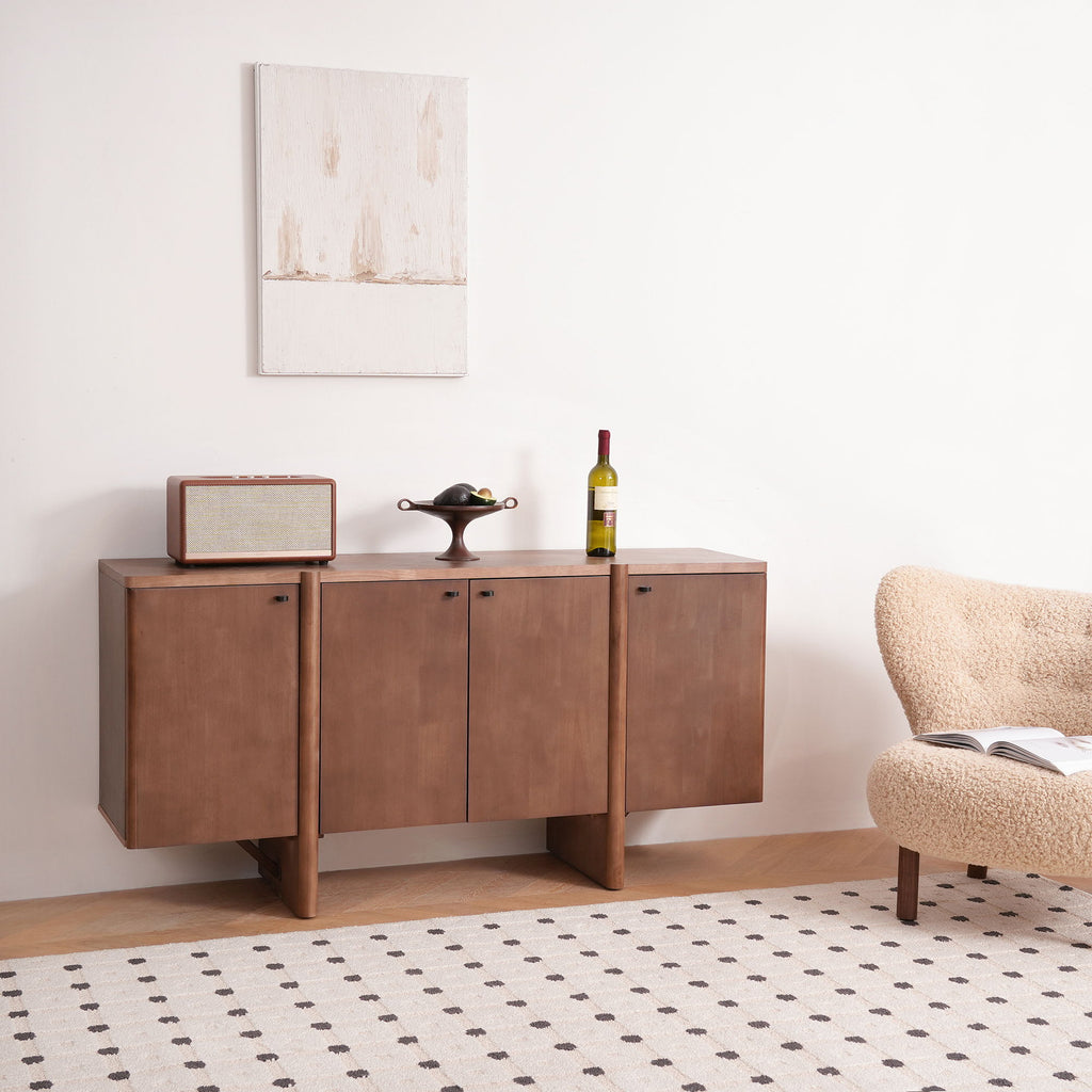 Govanny - Storage Sideboard With Adjustable Shelves & Rubberwood Legs - Espresso