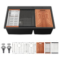 Quartz Kitchen Sink, Double Bowl Undermount Workstation