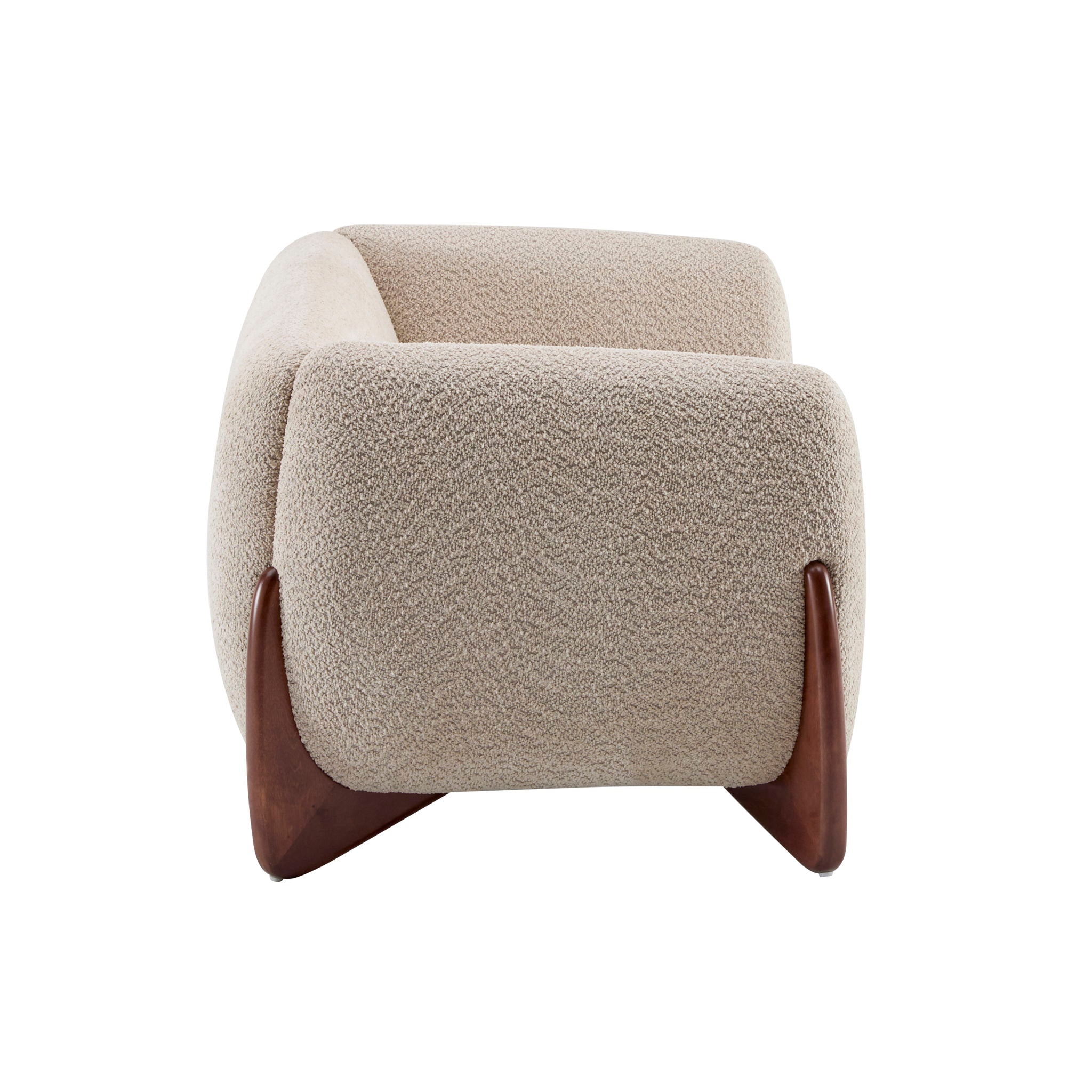 Contemporary Boucle Sherpa Sofa With Birch Wood Legs