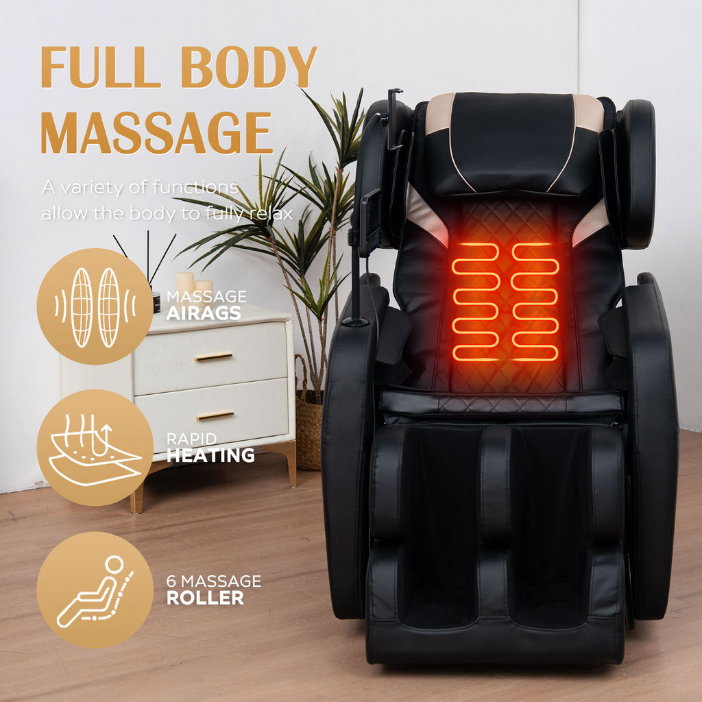 Zero Gravity Massage Chair Recliner With 10 Massage Heads And Full-Body Air Pressure - Black
