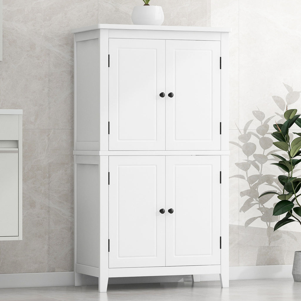 Elegant Bathroom Floor Storage Cabinet With 4 Doors, Adjustable Shelves
