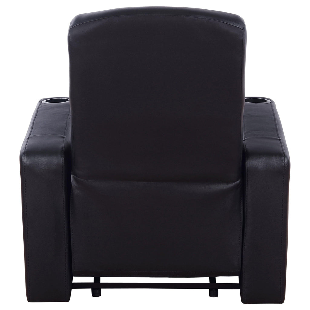 9 Piece Home Theater Seating Set With Recliners And Wedge Consoles - Black
