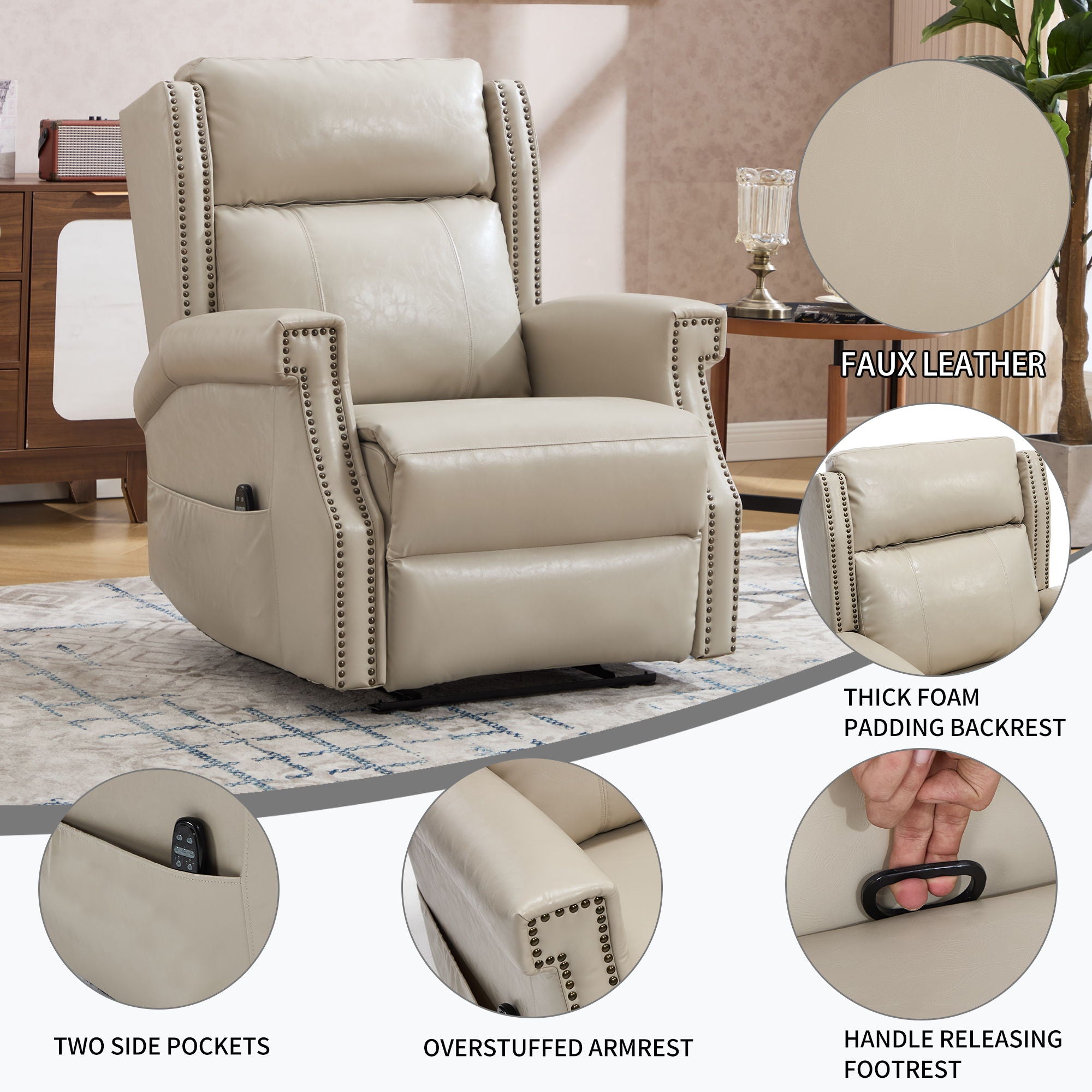 Manual Recliner Chair With Heavy Duty Motion Mechanism, 8 Vibrating Nodes And 3 Massage Modes For Living Room