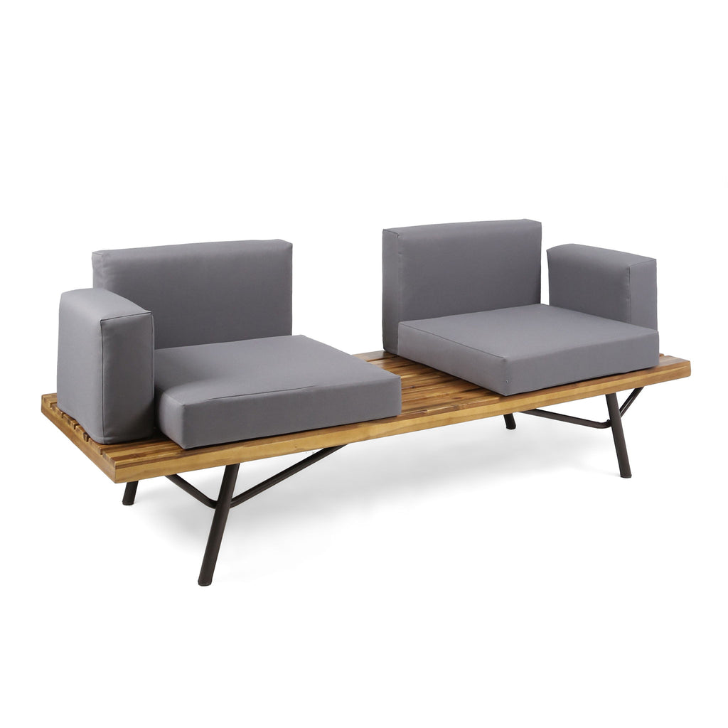 2 Piece Patio Set With Loveseat And Coffee Table - Natural / Gray