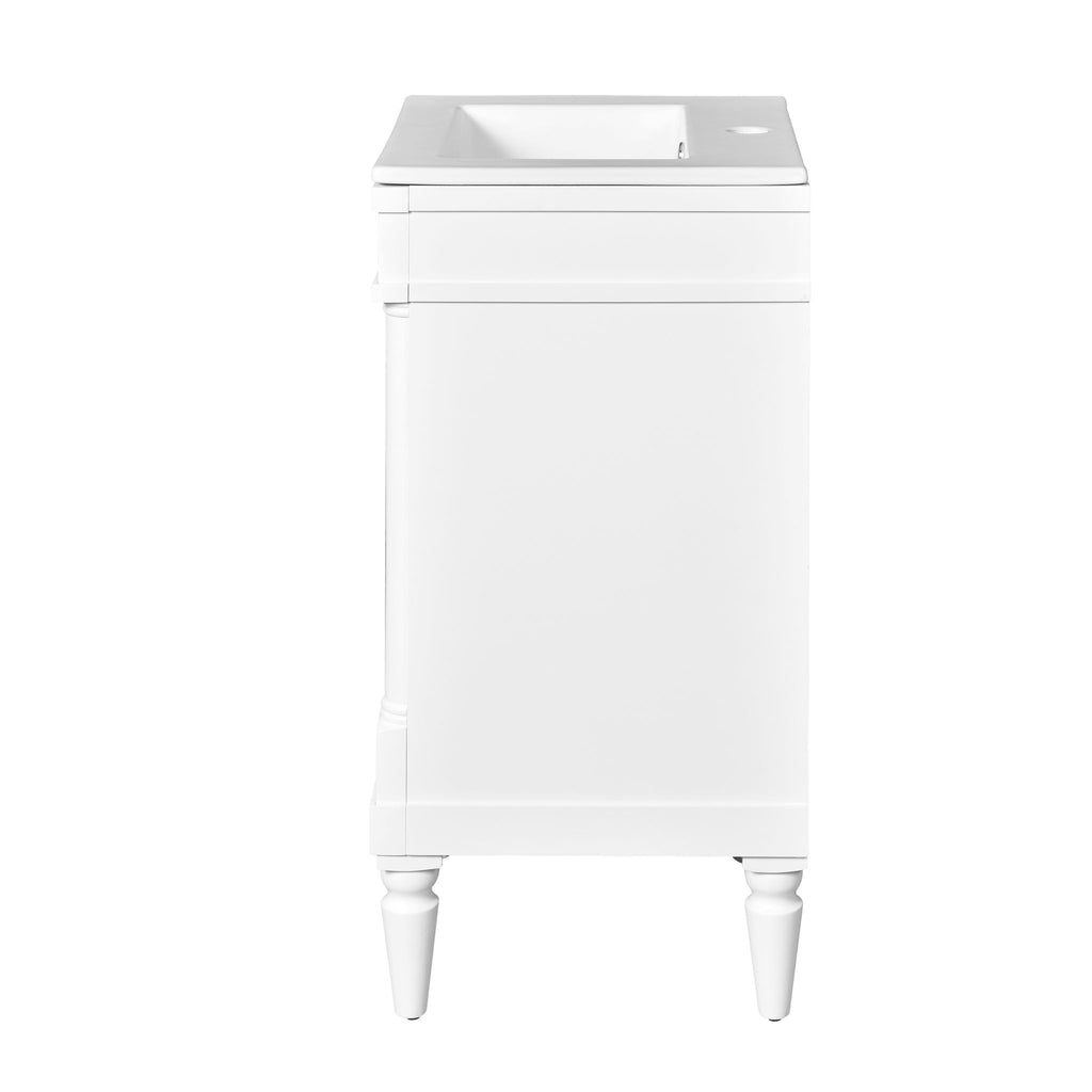 Bathroom Vanity With Sink, Storage Cabinet With Door, Drop In Sink, Compact Freestanding Design
