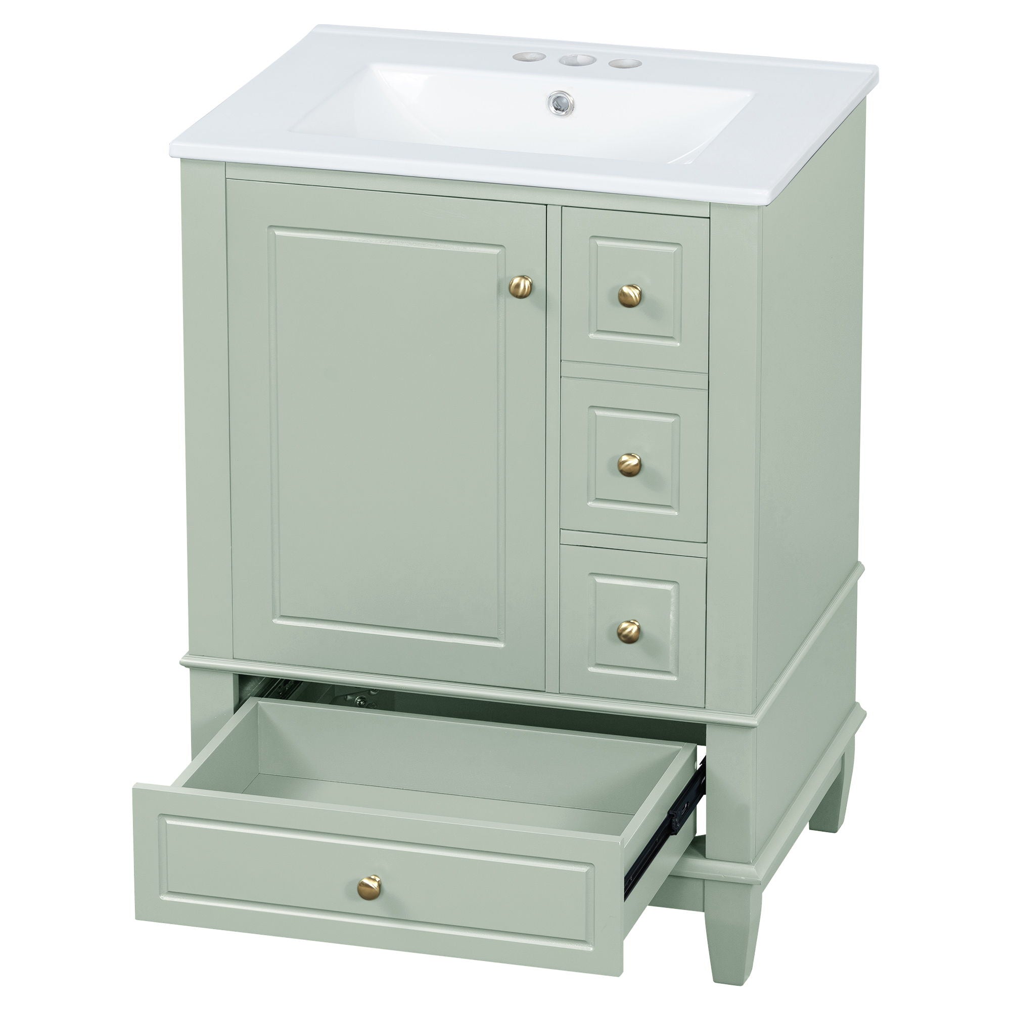 Modern Bathroom Vanity With Sink, Freestanding Cabinet With Drawers And Storage Shelves