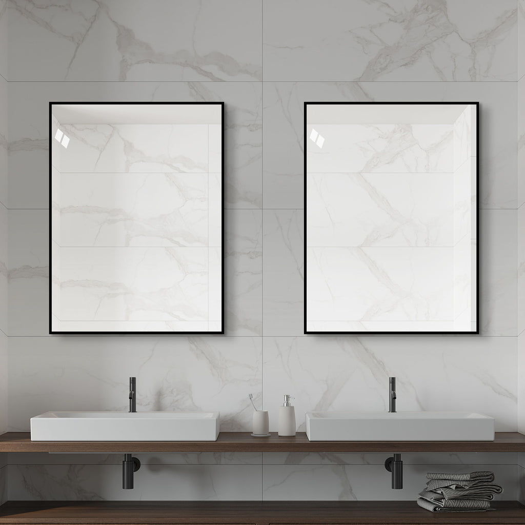 Rectangular Framed Bathroom Wall Mirror, Horizontal Or Vertical Mount
