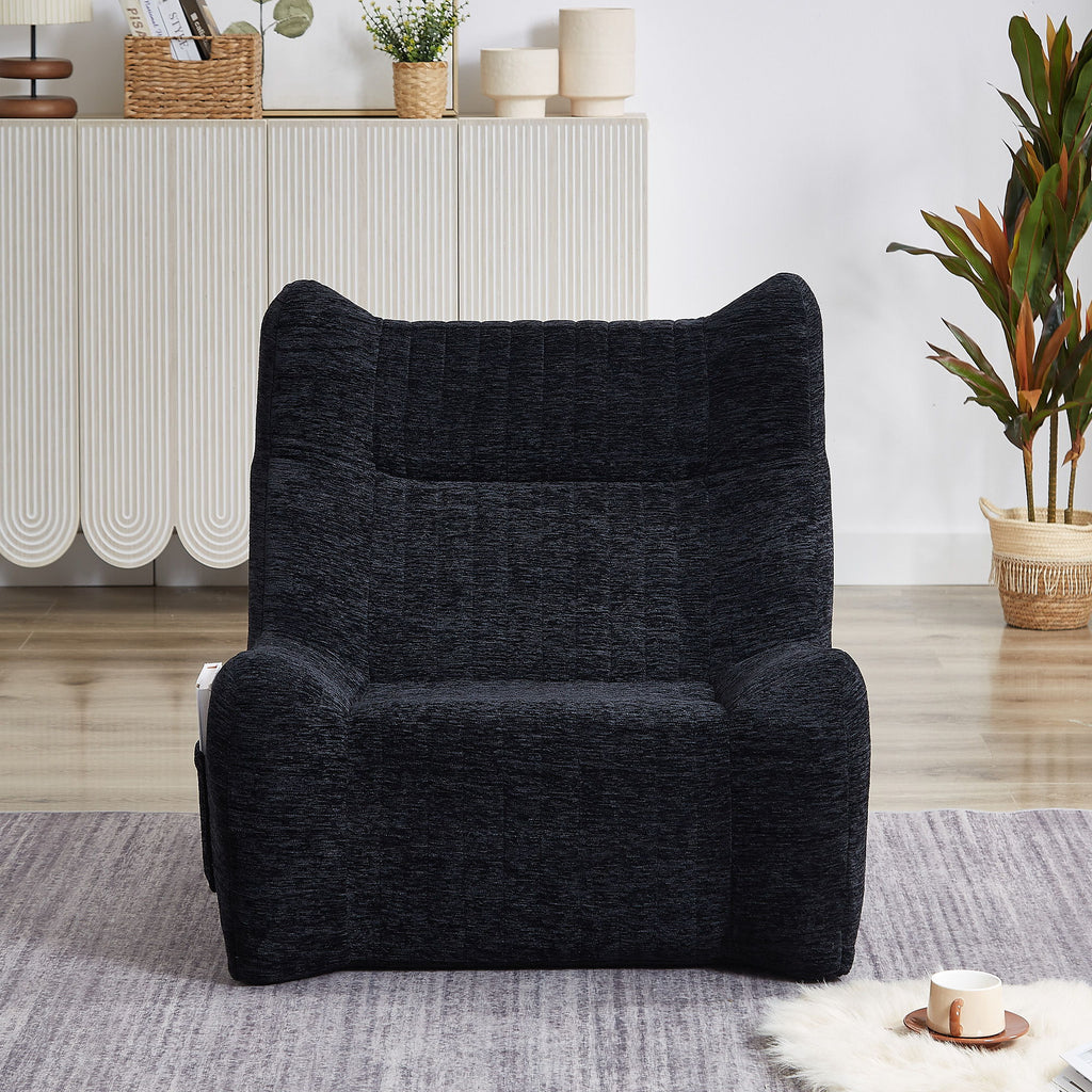 Bean Bag Chair With Armrests Oversized Comfy Beanbag Lounge Lazy Floor Sofa Accent Chair For Living Room - Black
