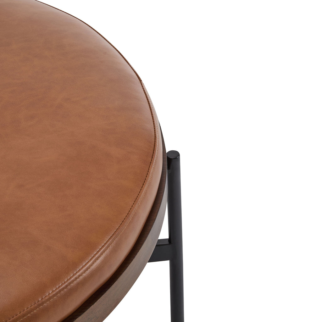 Lyricie - Modern Cocktail Ottoman With Foam Padding And Metal X Base - Brown / Black