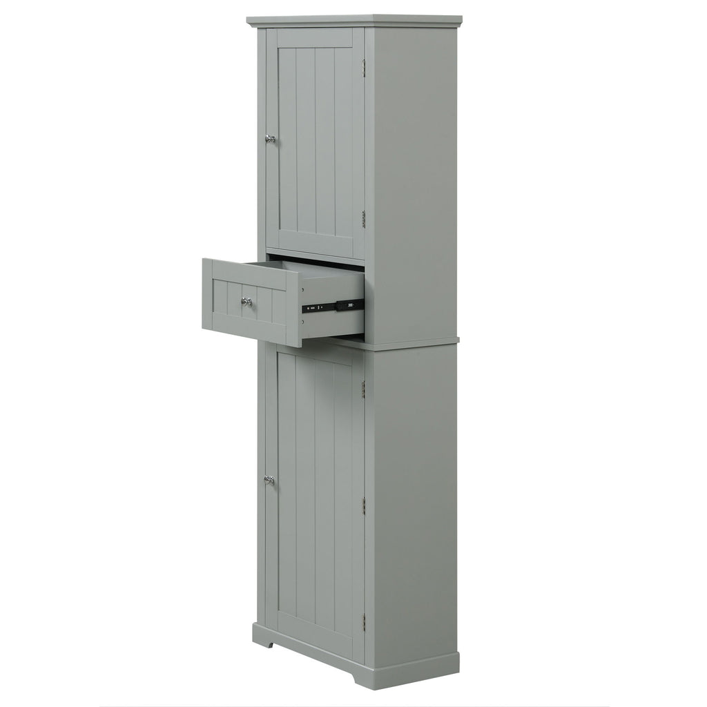 Tall Freestanding Bathroom Storage Cabinet With Drawer And Adjustable Shelf