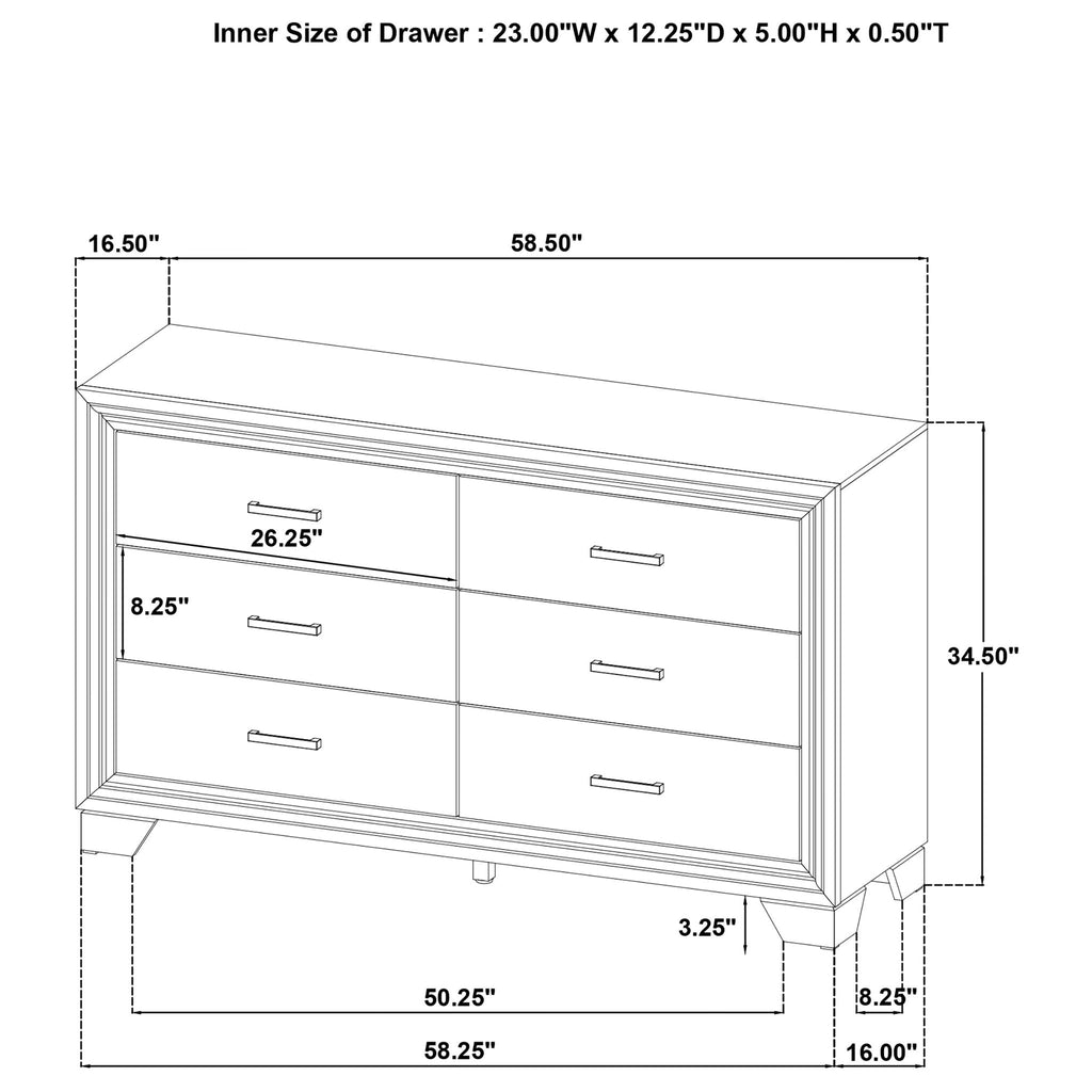 Funston - 6 Drawer Dresser Cabinet - Brown Oak