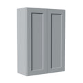 Shaker Wall Cabinet, Soft Close Doors, Adjustable Shelves, Double Door Storage - Gray