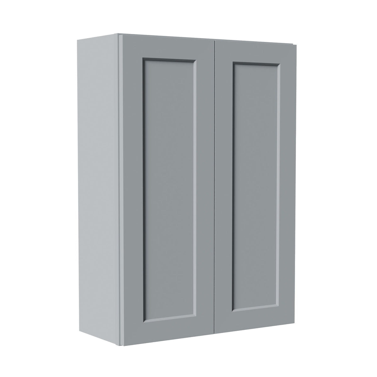 Shaker Wall Cabinet, Soft Close Doors, Adjustable Shelves, Double Door Storage - Gray
