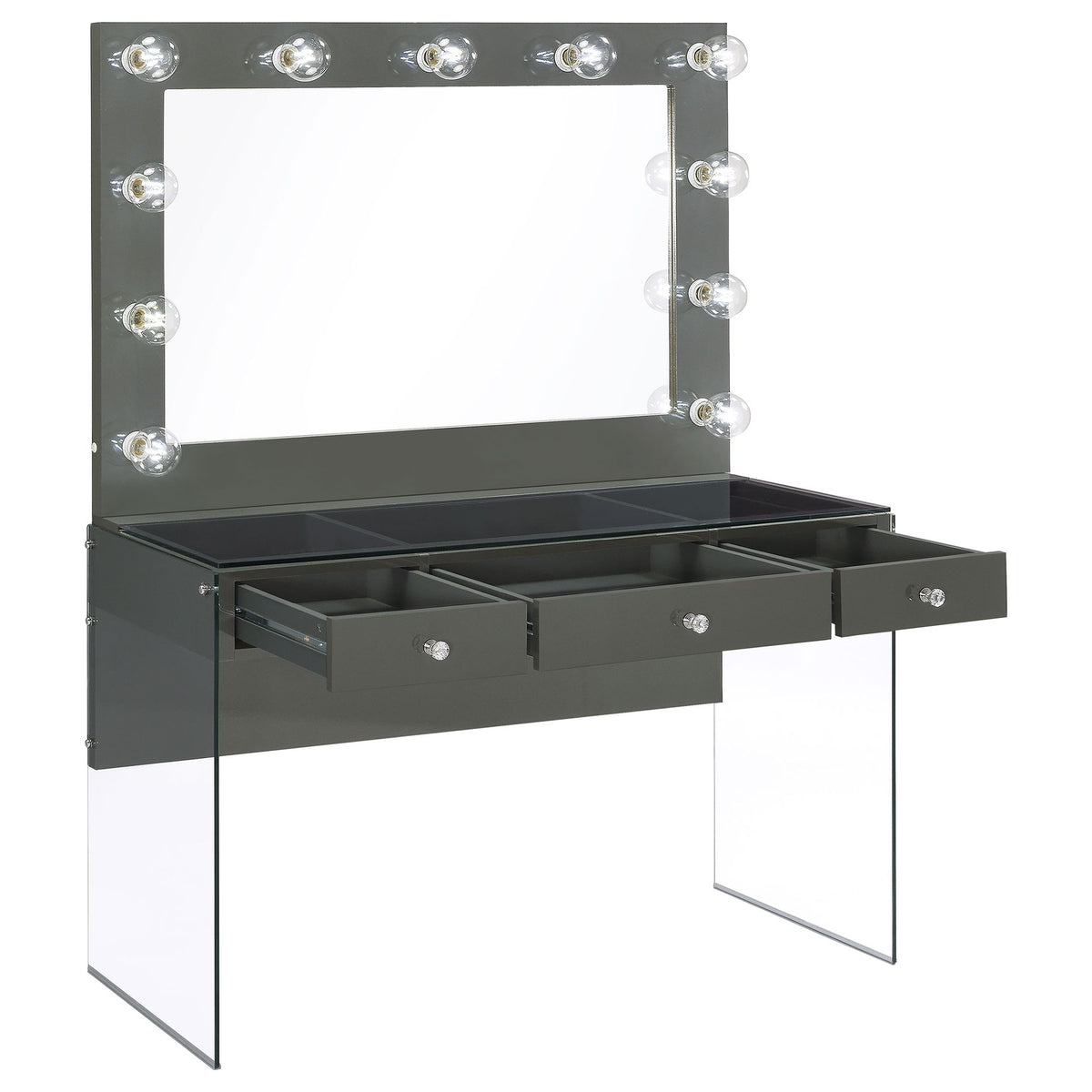 Katelyne - 3 Drawer Vanity Set With Mirror - Gray