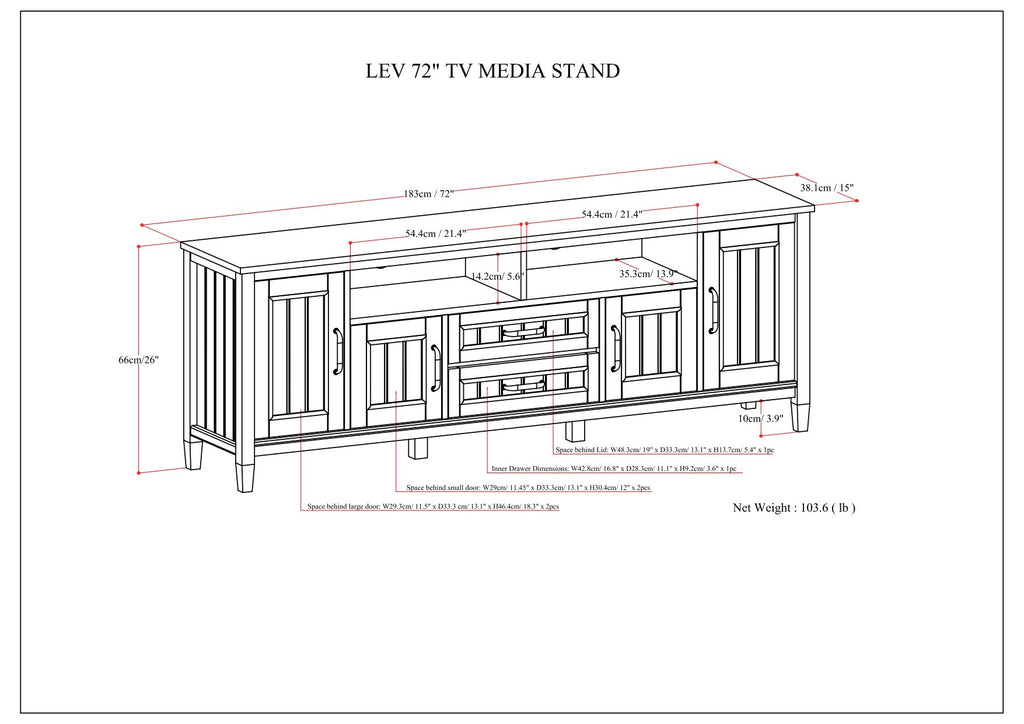 Lev - Handcrafted TV Media Stand - Smoky Brown