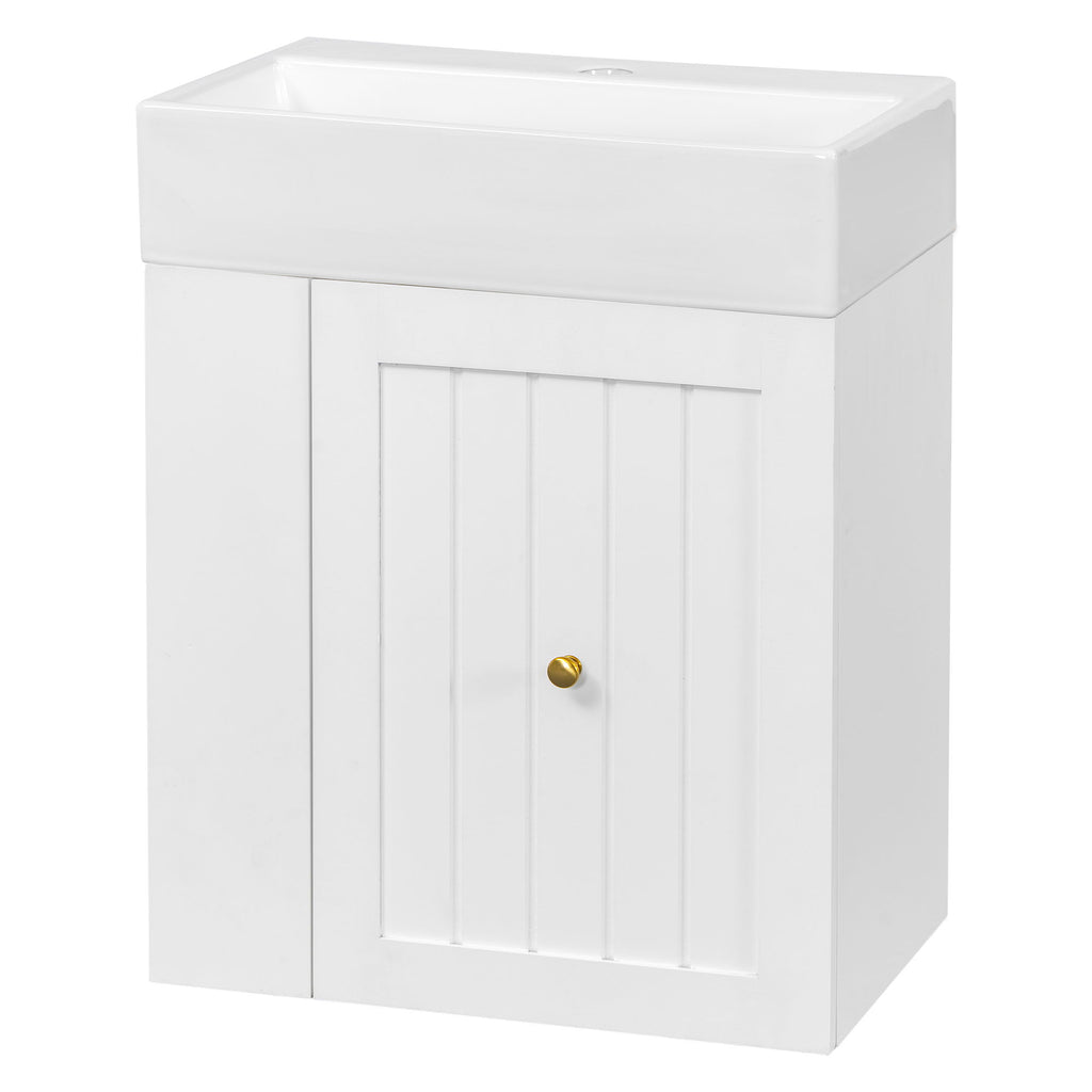 Modern Bathroom Vanity With Sink, Storage Cabinet, Drawer & Side Shelf