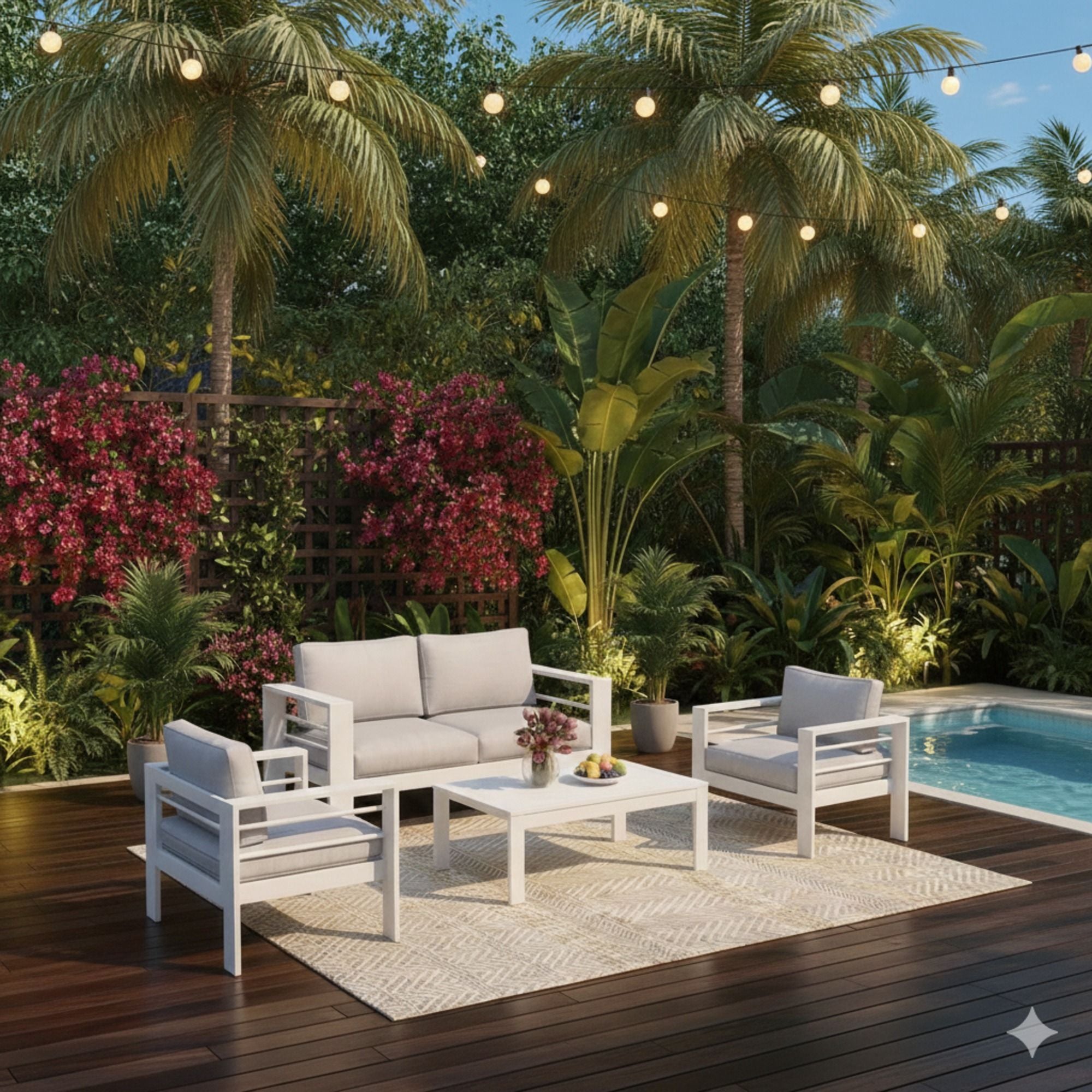Outdoor Patio Set With All-Weather Thick Cushions