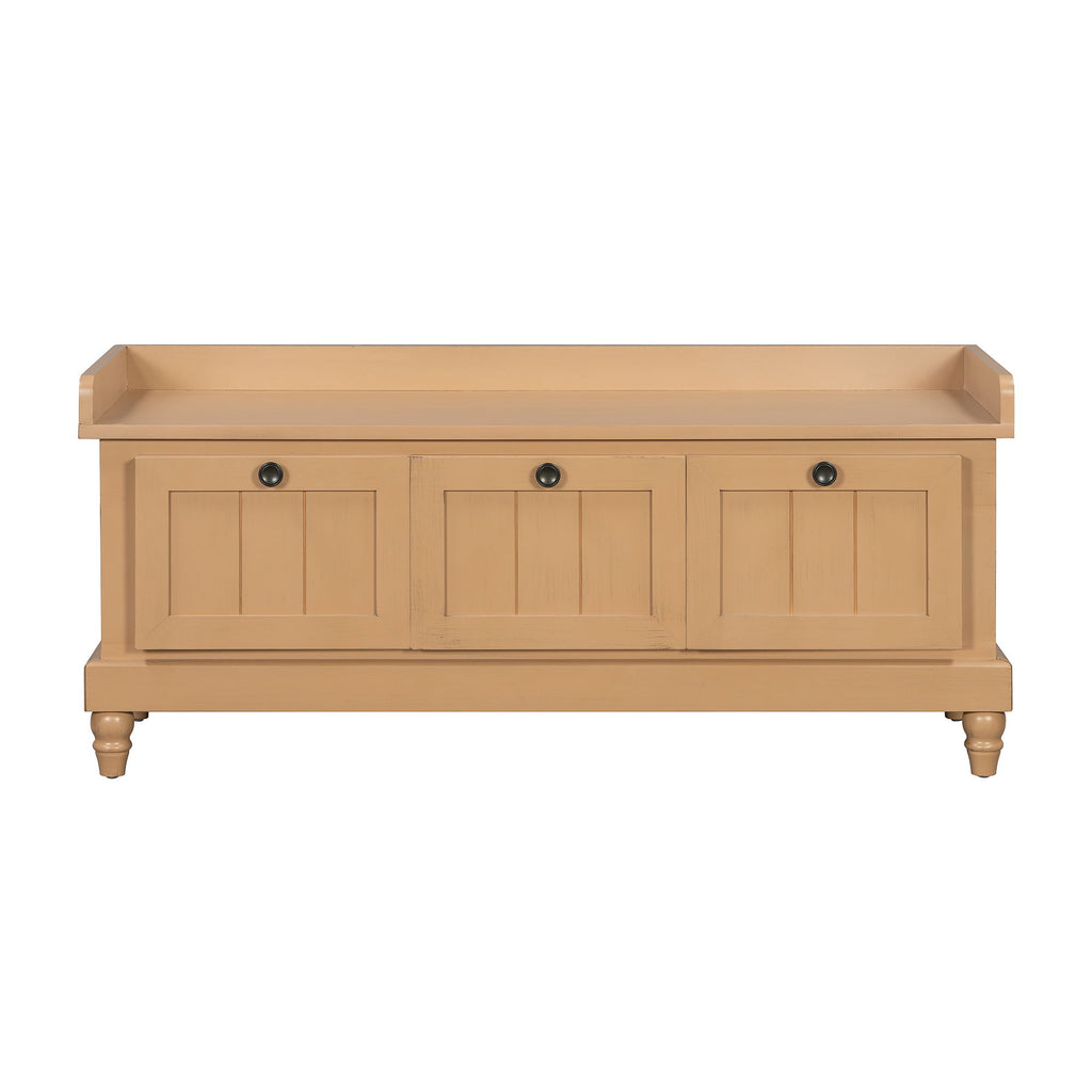 Shoe Bench With Cushion And 3 Drawers - Natural