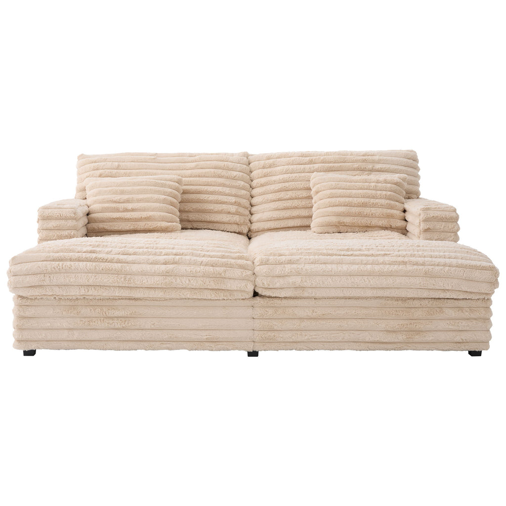 Oversized Double Chaise Lounge Sofa With USB Ports And Cup Holders
