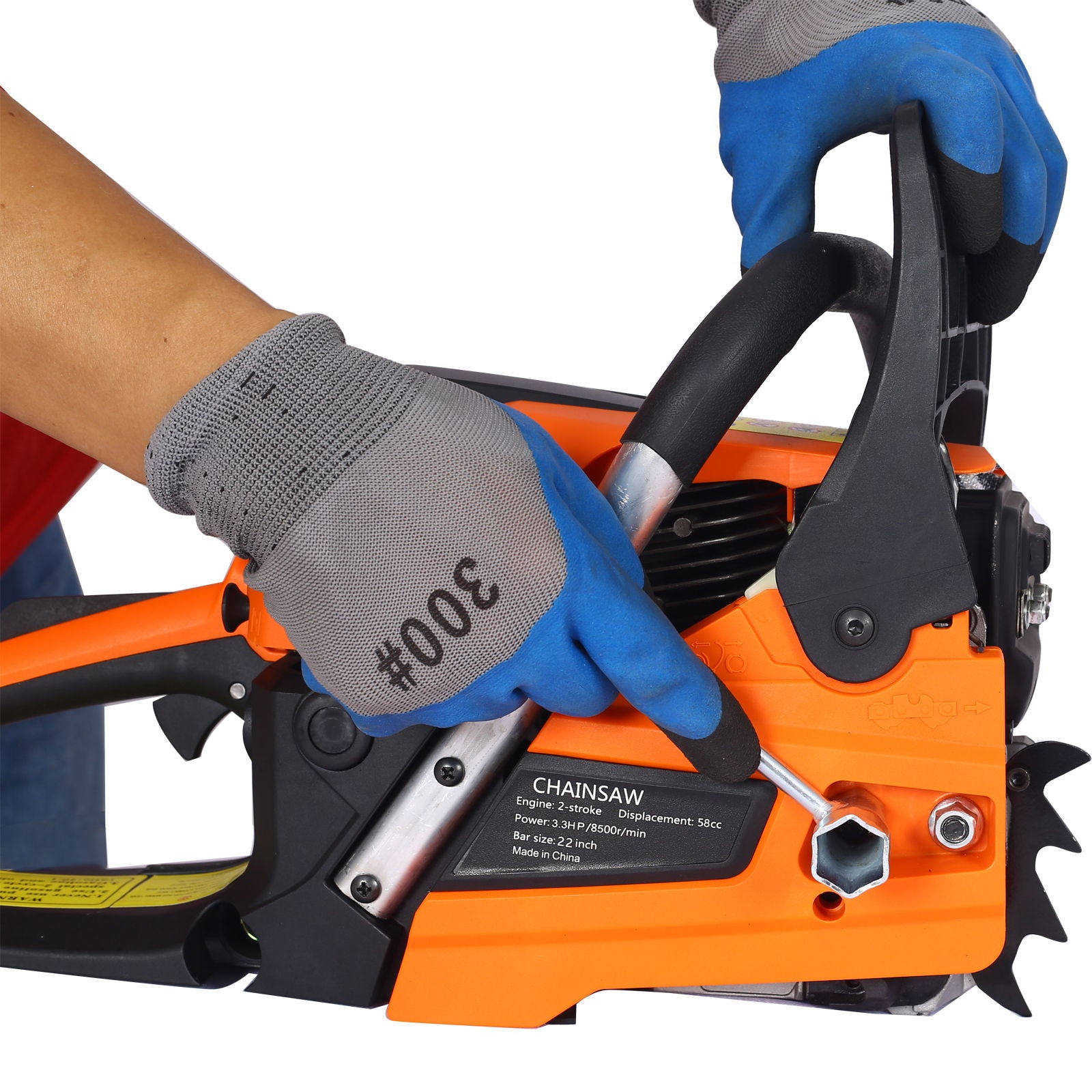 High Performance 22" 58Cc Gasoline Chainsaw For Trees And Wood Cutting Epa Compliant - Orange