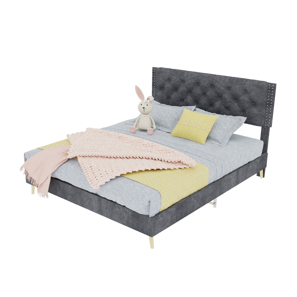 Upholstered Bed With Tufted Headboard
