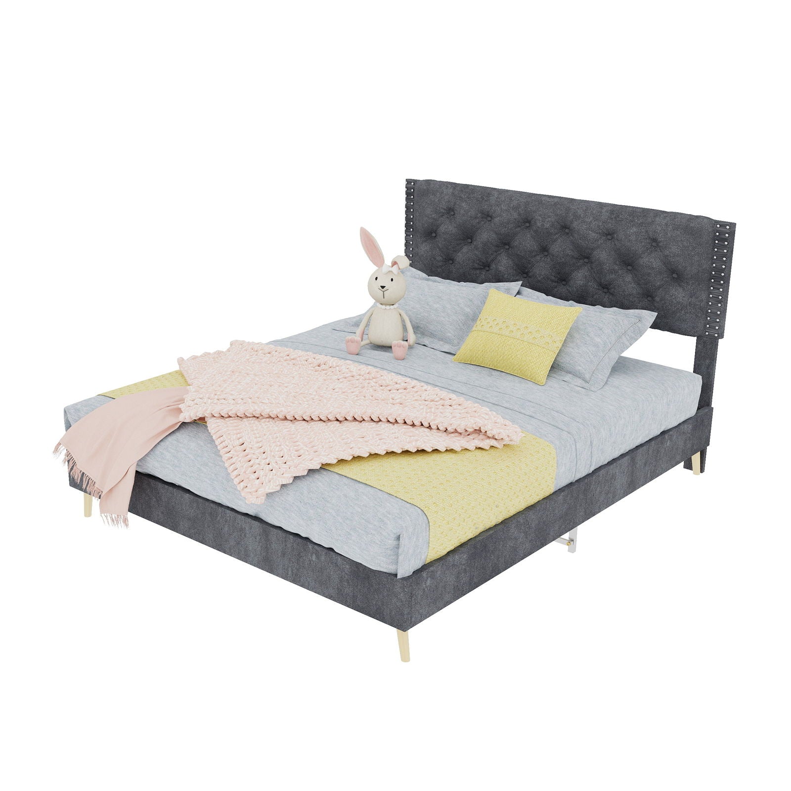 Upholstered Bed With Tufted Headboard