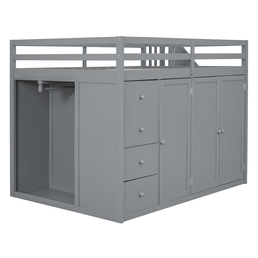 Loft Bed With Built In Wardrobes, Cabinets And Drawers