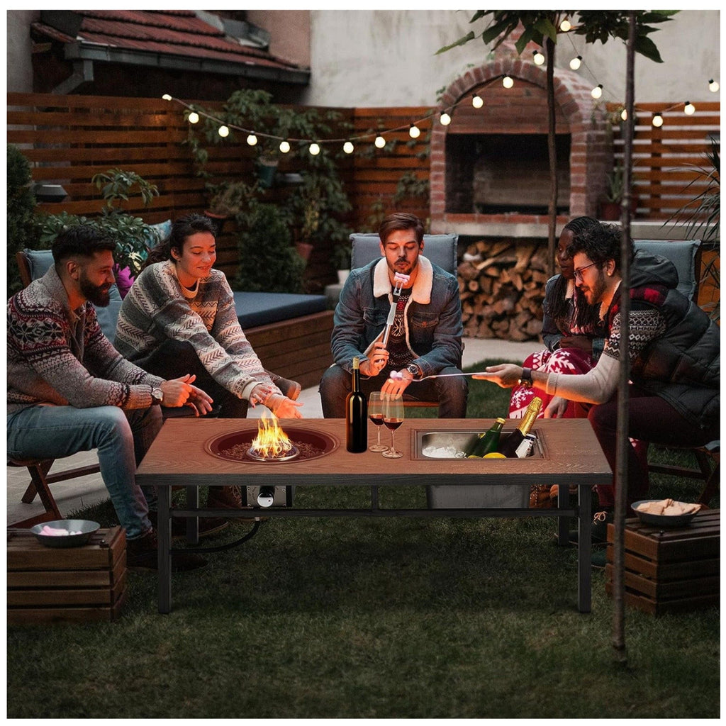 3 In 1 Outdoor Propane Fire Pit Table 50, 000 BTU With Ice Bucket