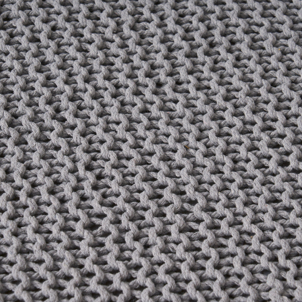 Chabani - Indoor Modern Knitted Fabric Cube Pouf Ottoman - Light Gray