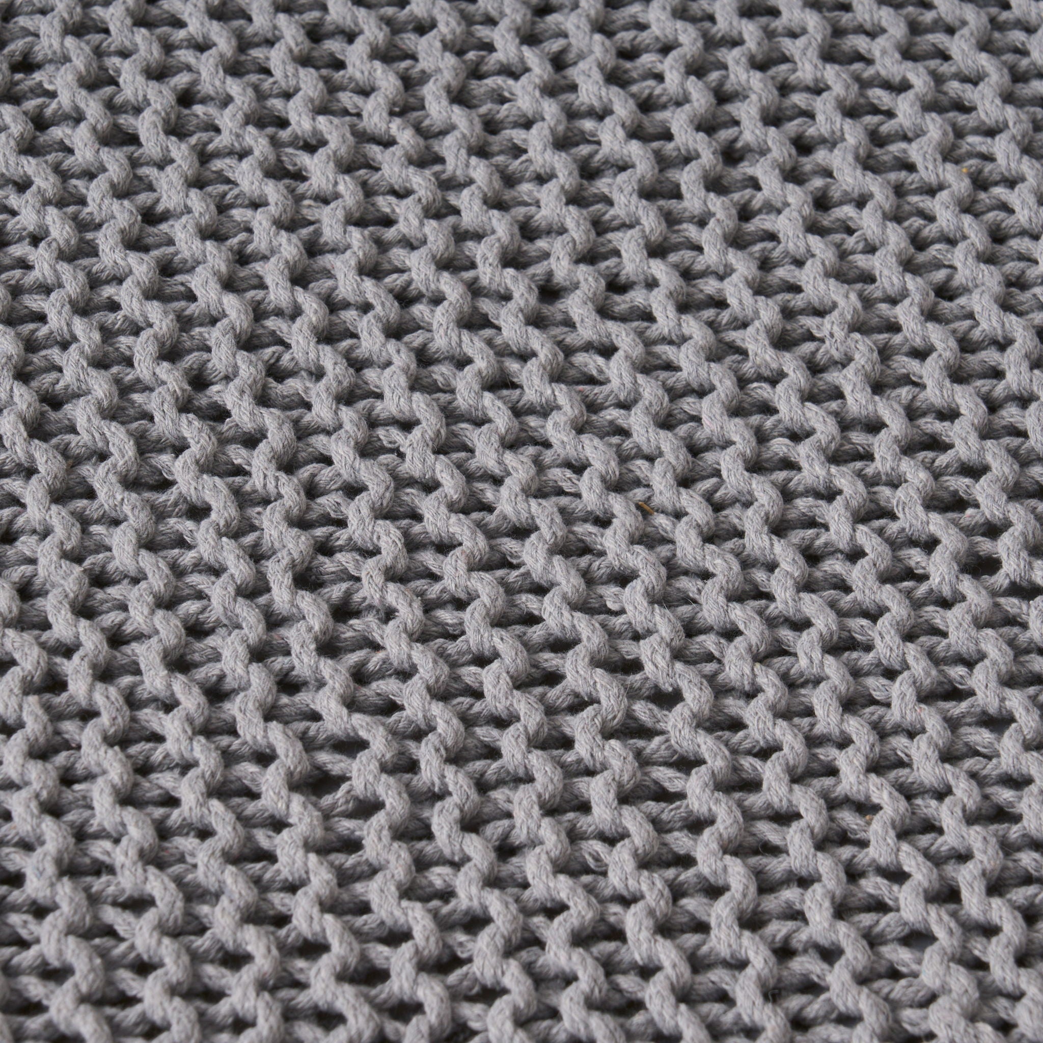 Chabani - Indoor Modern Knitted Fabric Cube Pouf Ottoman - Light Gray
