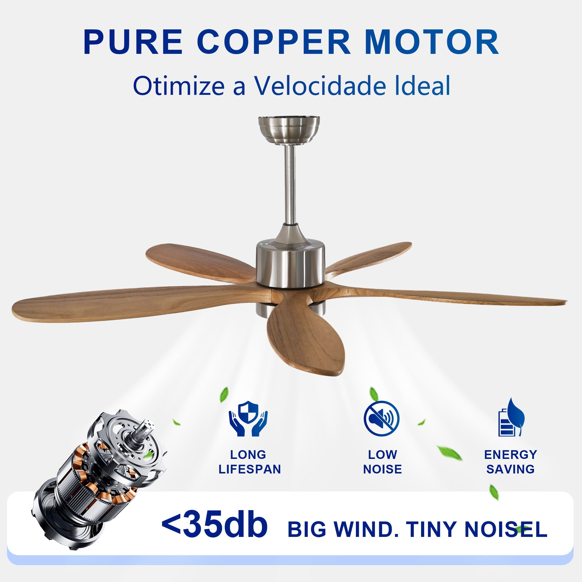 Ceiling Fan With Lights Quiet DC Motor Ceiling Fans 6 Speed Levels - Nickel