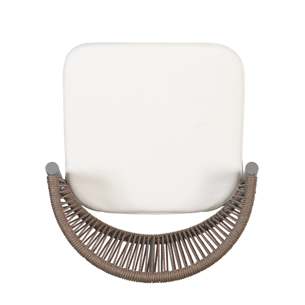 Outdoor Bar Height Metal Frame Counter Stools With Scallop Shaped Backrest & Water Resistant Cushions